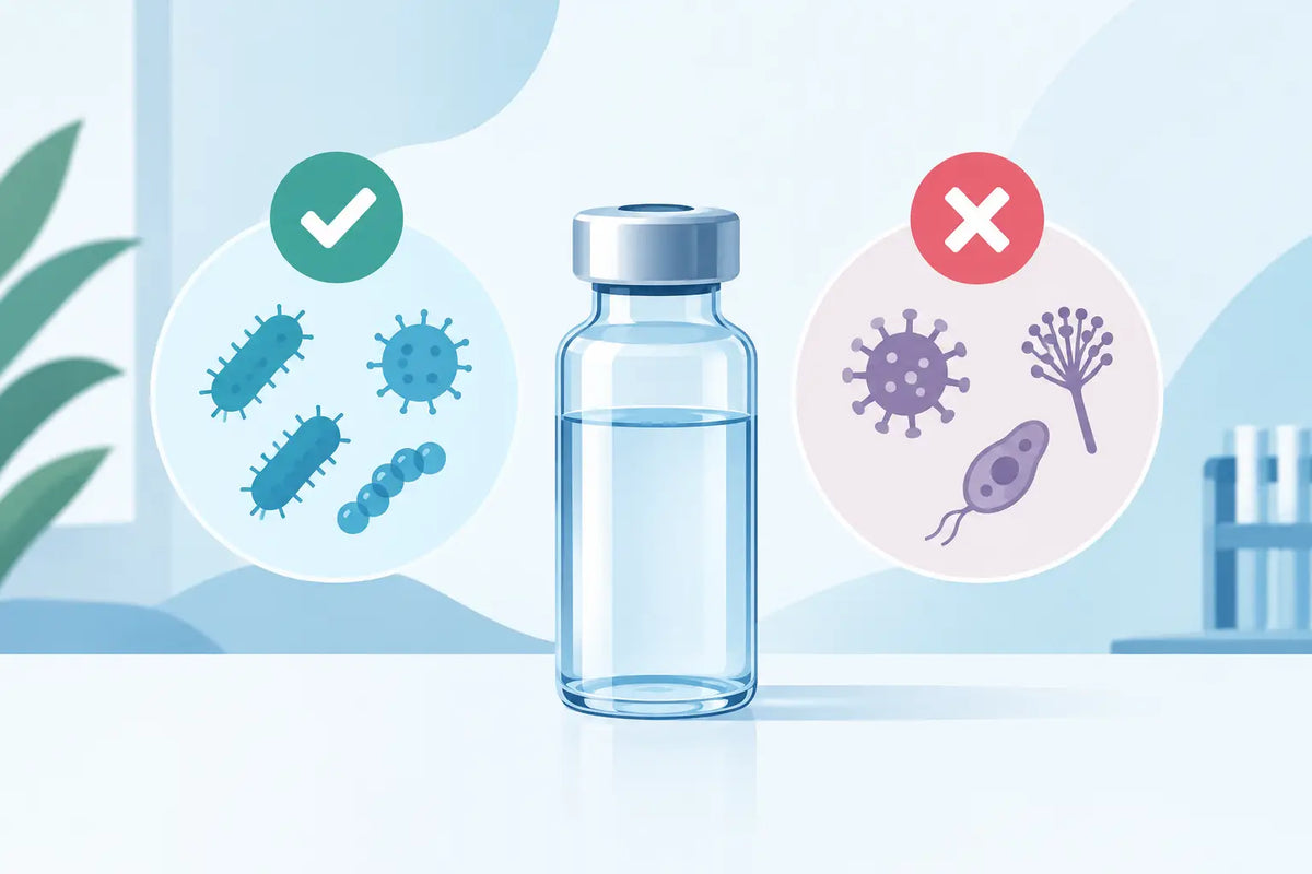 Agua bacteriostática: qué controla y qué no
